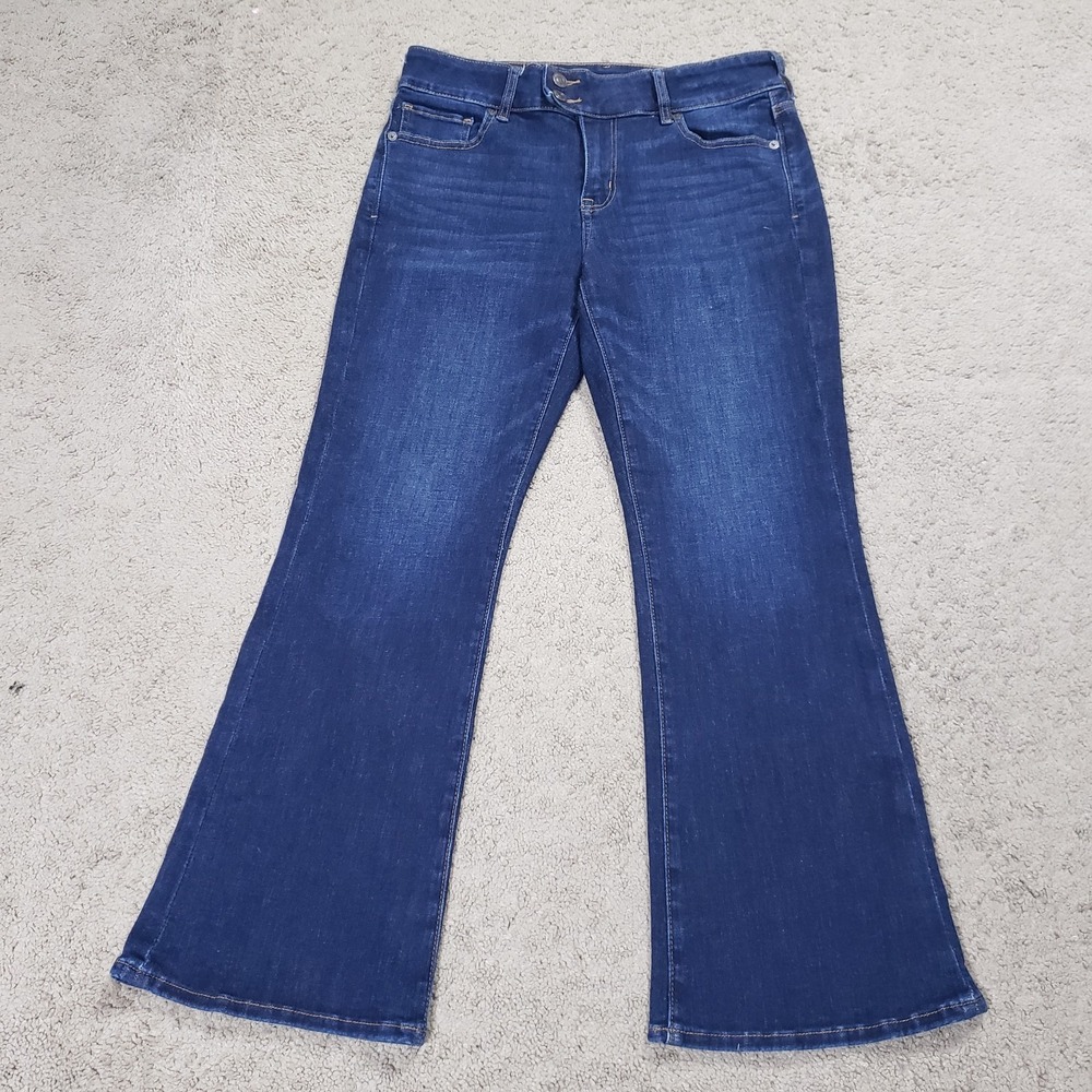 American Eagle Jeans Womens 10 X-Short Blue Kick Boot Stretch Bootcut Dark Denim